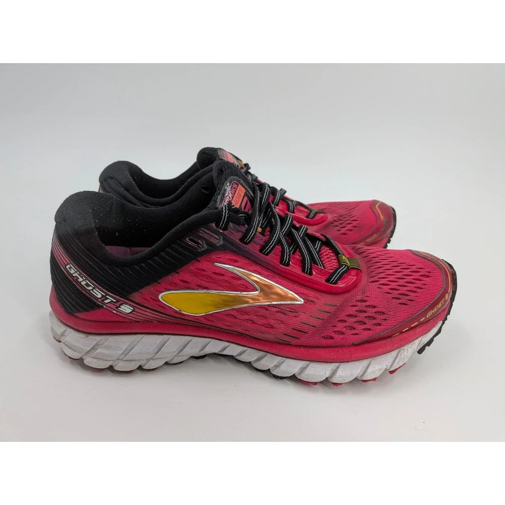 Brooks Ghost 9 Womens Running‎ Shoes Pink Black Gold 1202251B656 Size 8.5